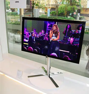 The 55-inch Loewe Individual Compose stands proudly on its floor stand as the flagship product from the new series.