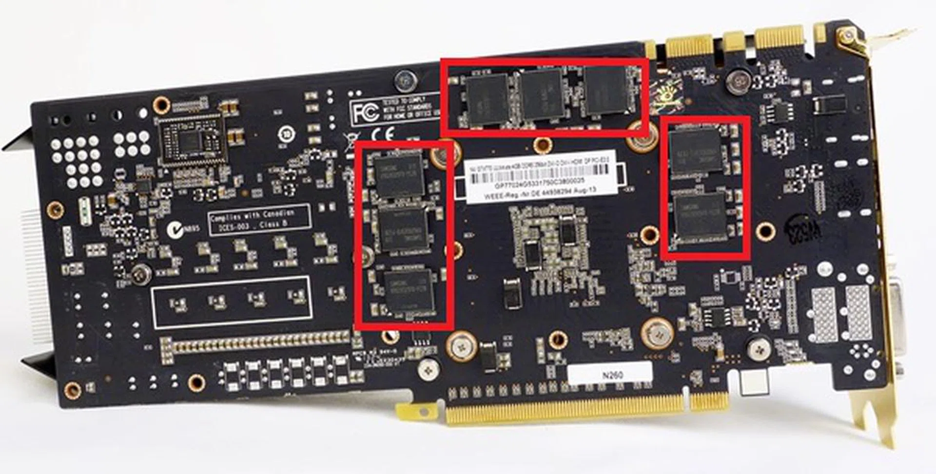 There isn't a metal backplate attached to the rear of the card.