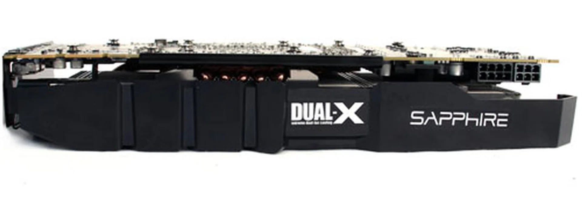 Like the reference 7970 card, Sapphire's version uses one Molex 6-pin and one Molex 8-pin power connector. It's also not much thicker than AMD's reference Radeon HD 7970, taking up only two full PCIe slots.