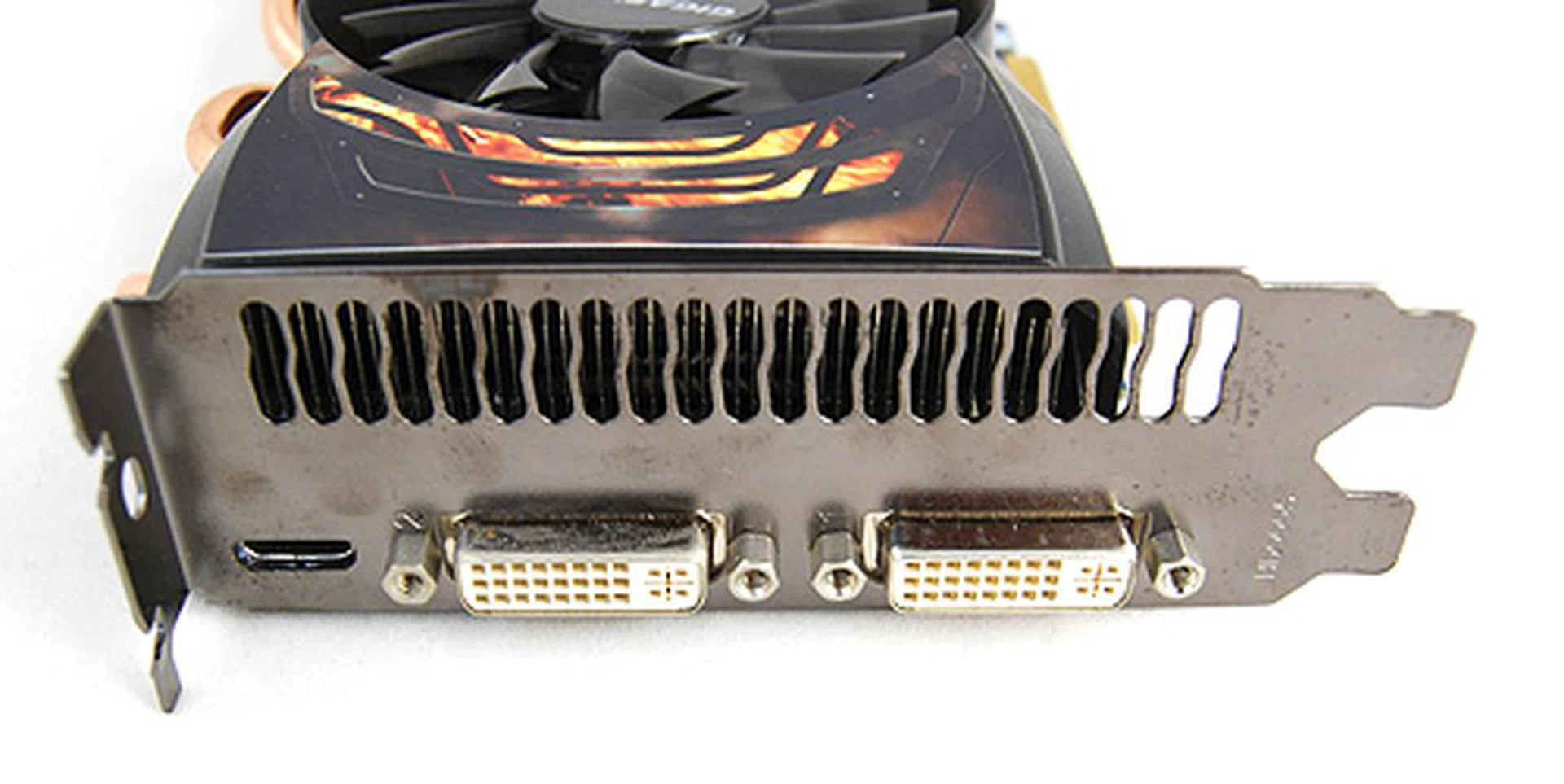 The Gigabyte card comes with the usual twin DVI ports and single mini-HDMI port.