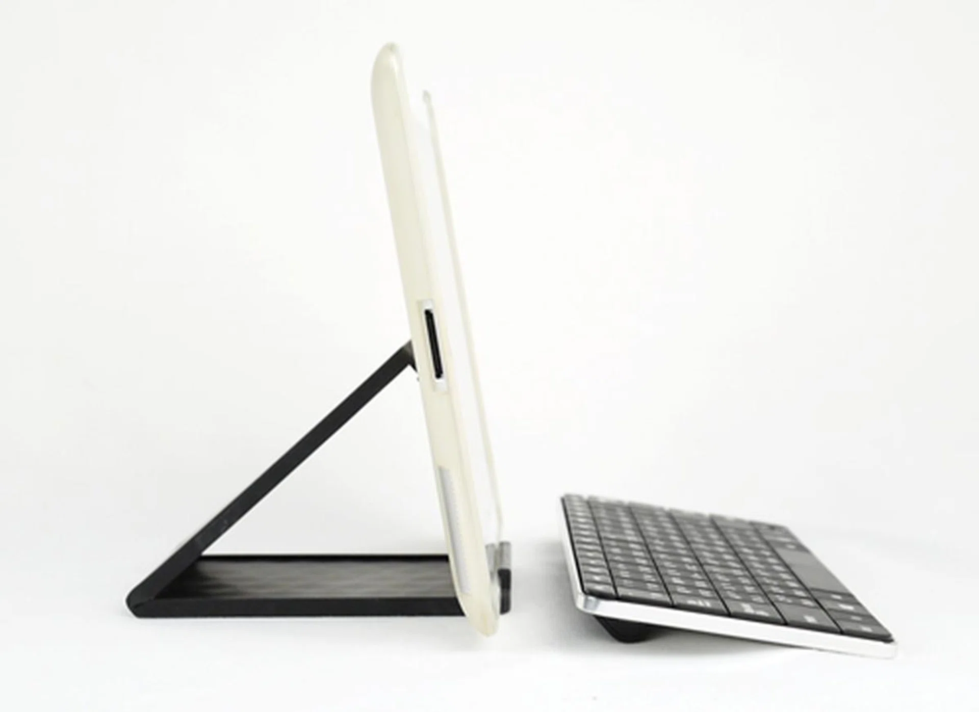If you prefer for your tablet to be propped at a higher angle, simply adjust the Wedge Mobile Keyboard's case accordingly.