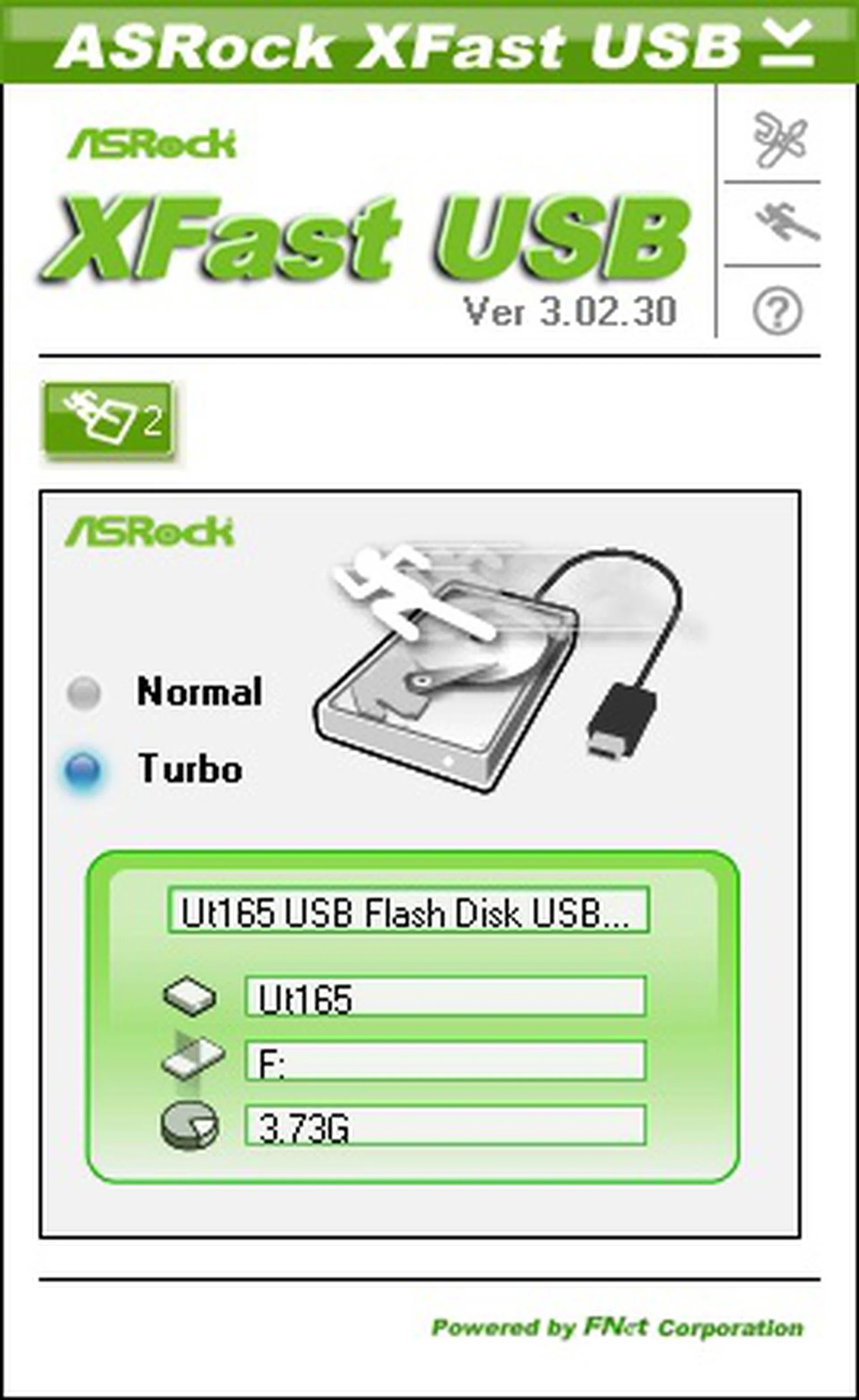The ASRock XFast USB software utility that is able to speed up USB data transmission. It is able to detect devices that have been plugged in and boost their transfer speeds accordingly.