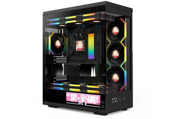 The Vector V200 has a touch panel for powering the PC and lighting control, alongside the 8.8-inch display. Photo: Lian Li.