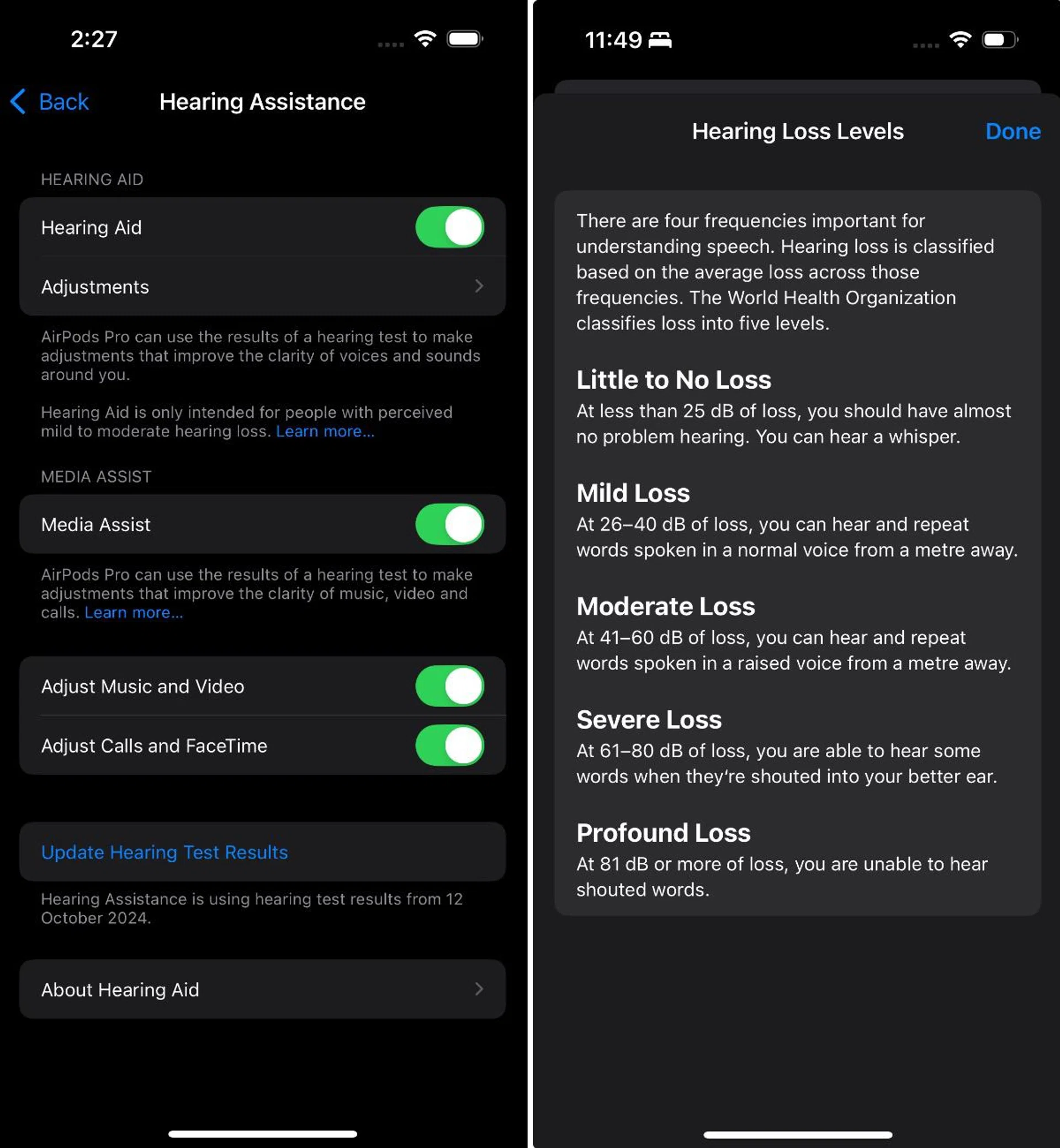 It's impressive to hear how the Hearing Aid feature can augment your hearing. Photo: HWZ