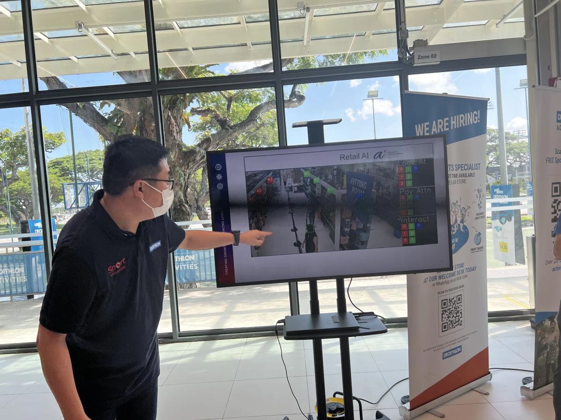 The Singapore Lab employs an innovative AI Vision System that can track people and products across the store.