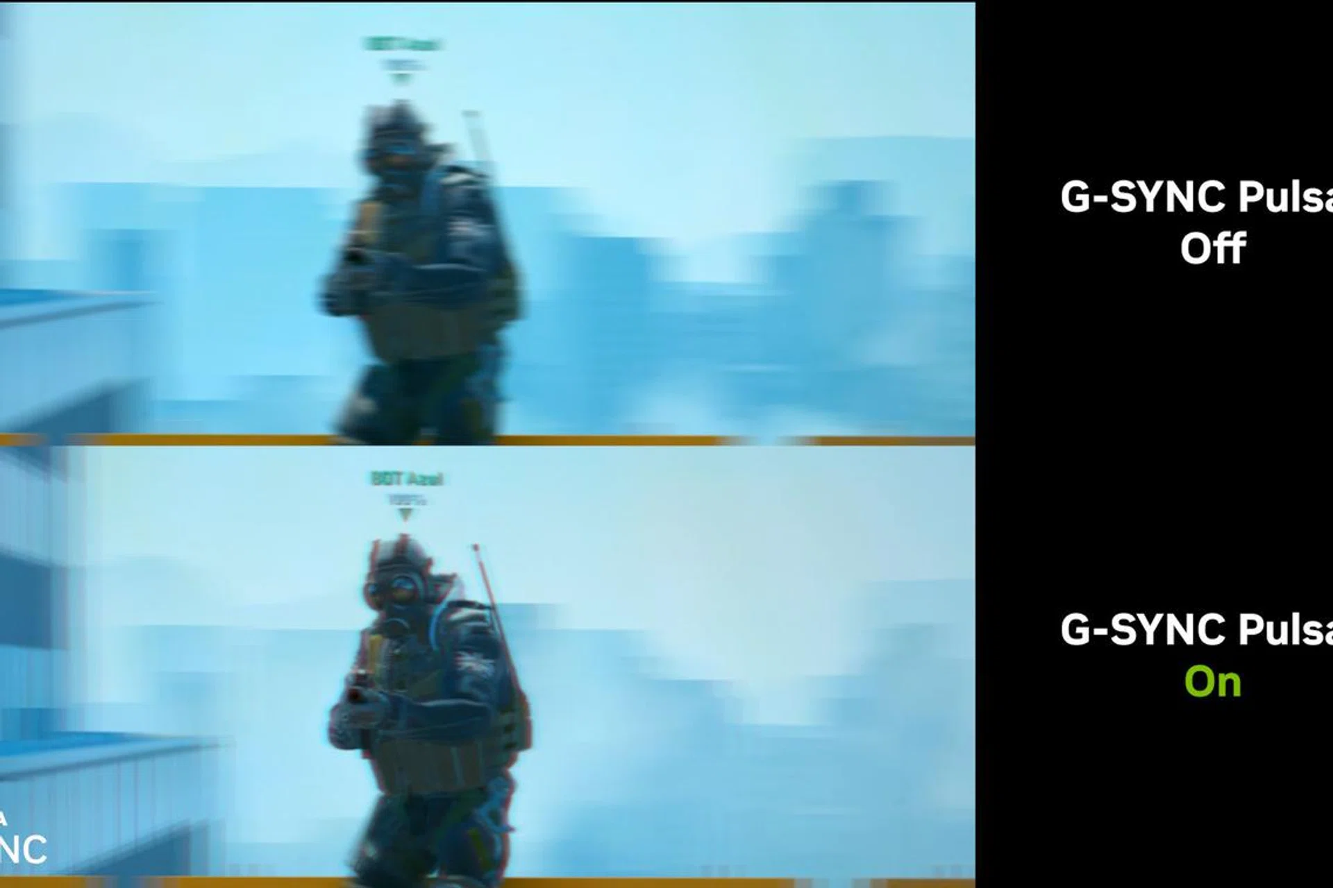 With G-Sync Pulsar, the clarity and visibility of content in motion is significantly improved, enabling you to track and shoot targets with increased precision. Image: NVIDIA