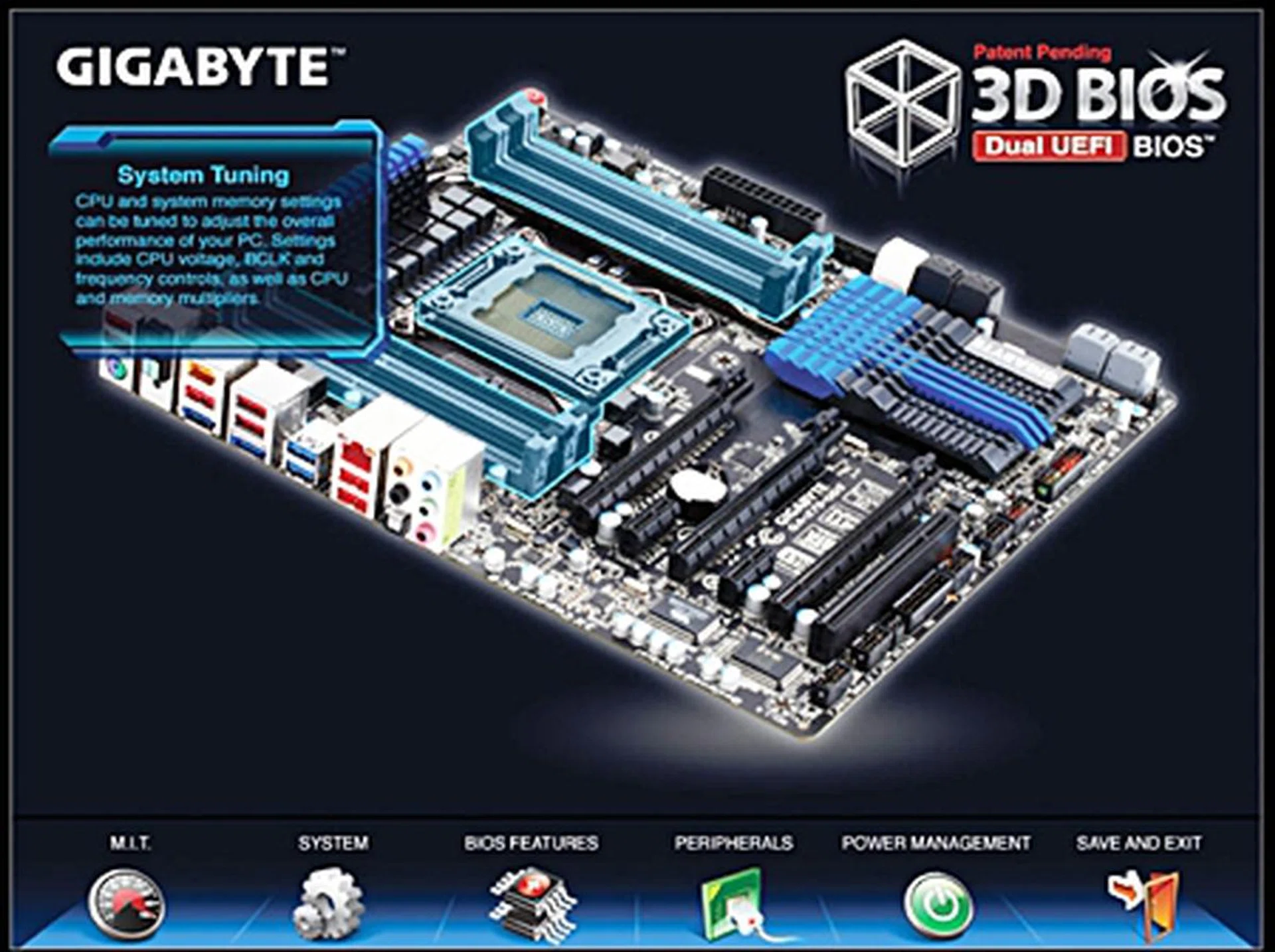 The 3D BIOS utility features illustrations of the motherboard in different perspectives. The visuals feature self-explanatory pop-ups to highlight to users which components on the board would be affected by their BIOS settings.