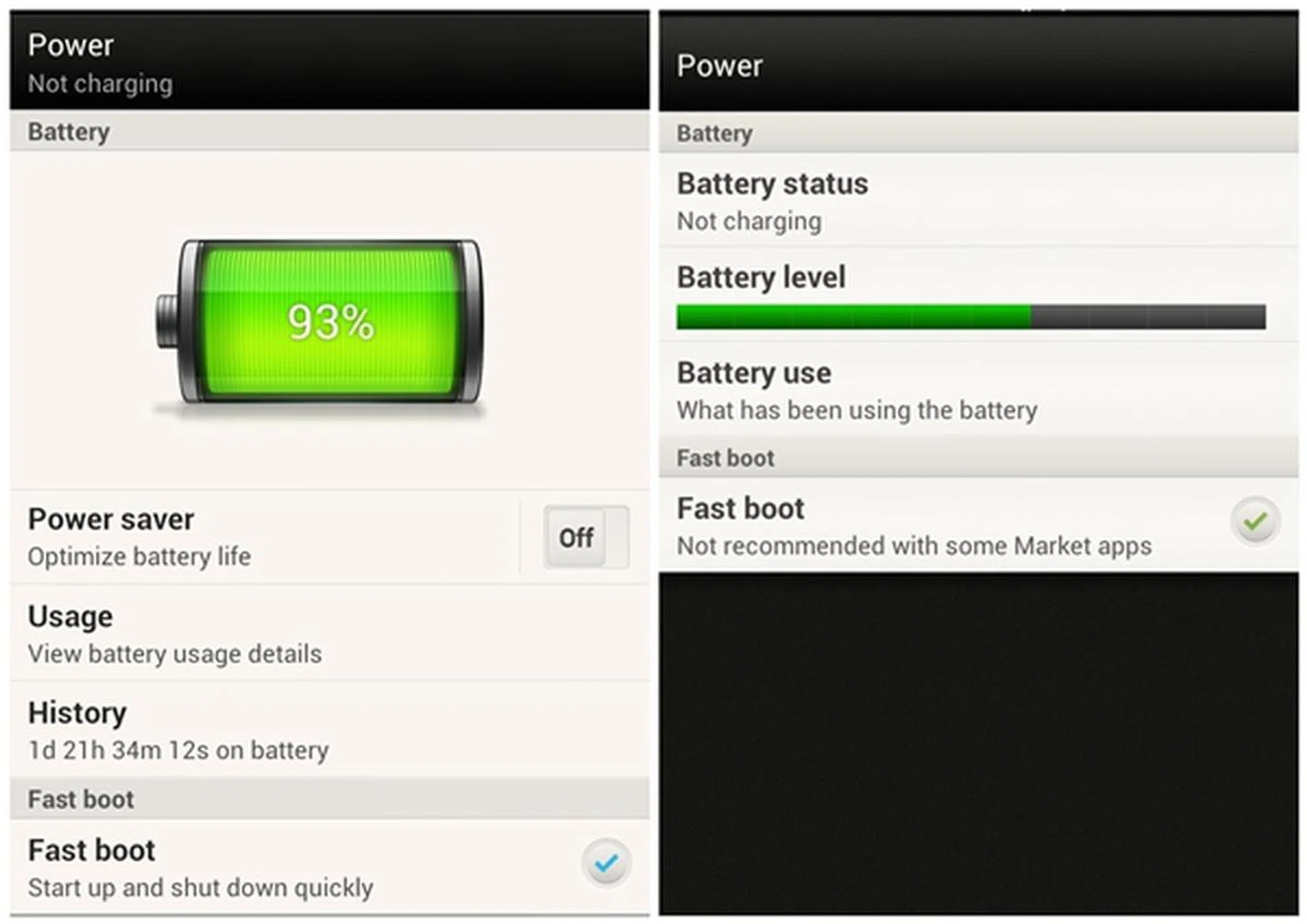 An improved power management interface as seen on the left.