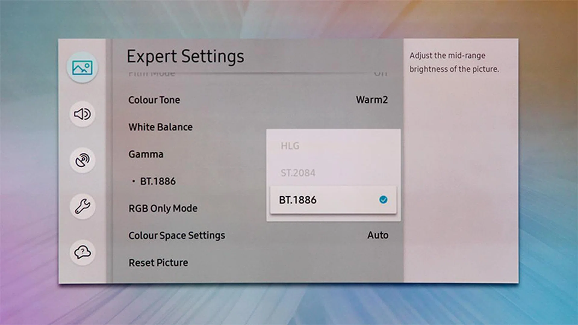 The TVs should switch between BT.1886, ST.2084, and HLG automatically.
