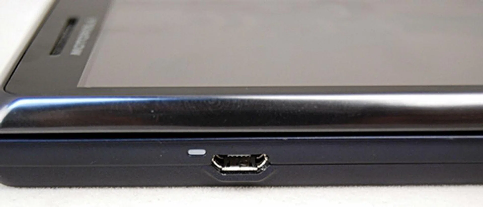 The microUSB port is used for charging and data transfer.