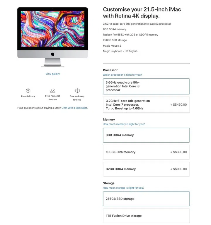 Apple removes 512GB and 1TB SSD configuration options for 4K 21.5-inch ...