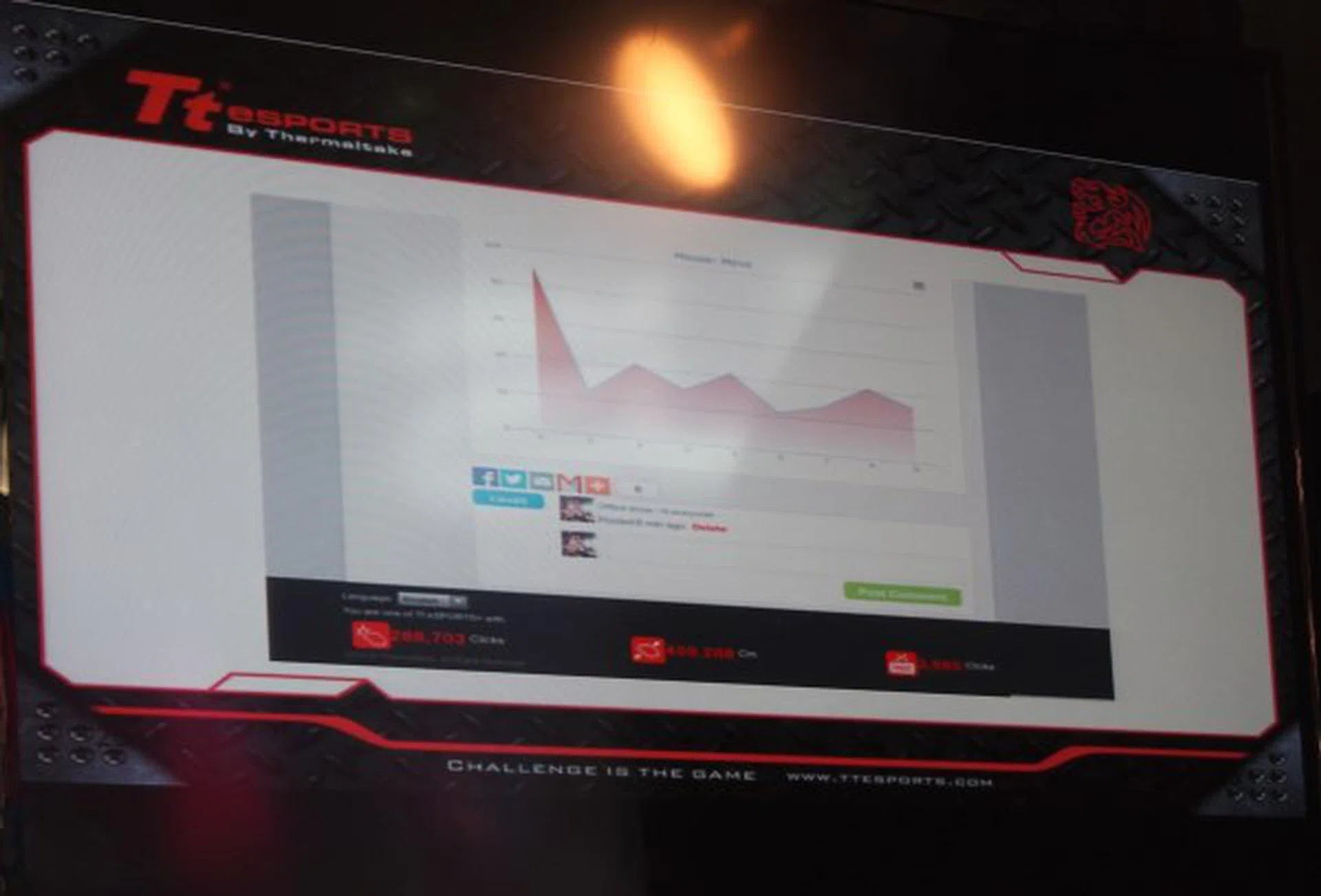 You can share your data and stats on Facebook, email it to a friend or the Tt eSPORTS portal.