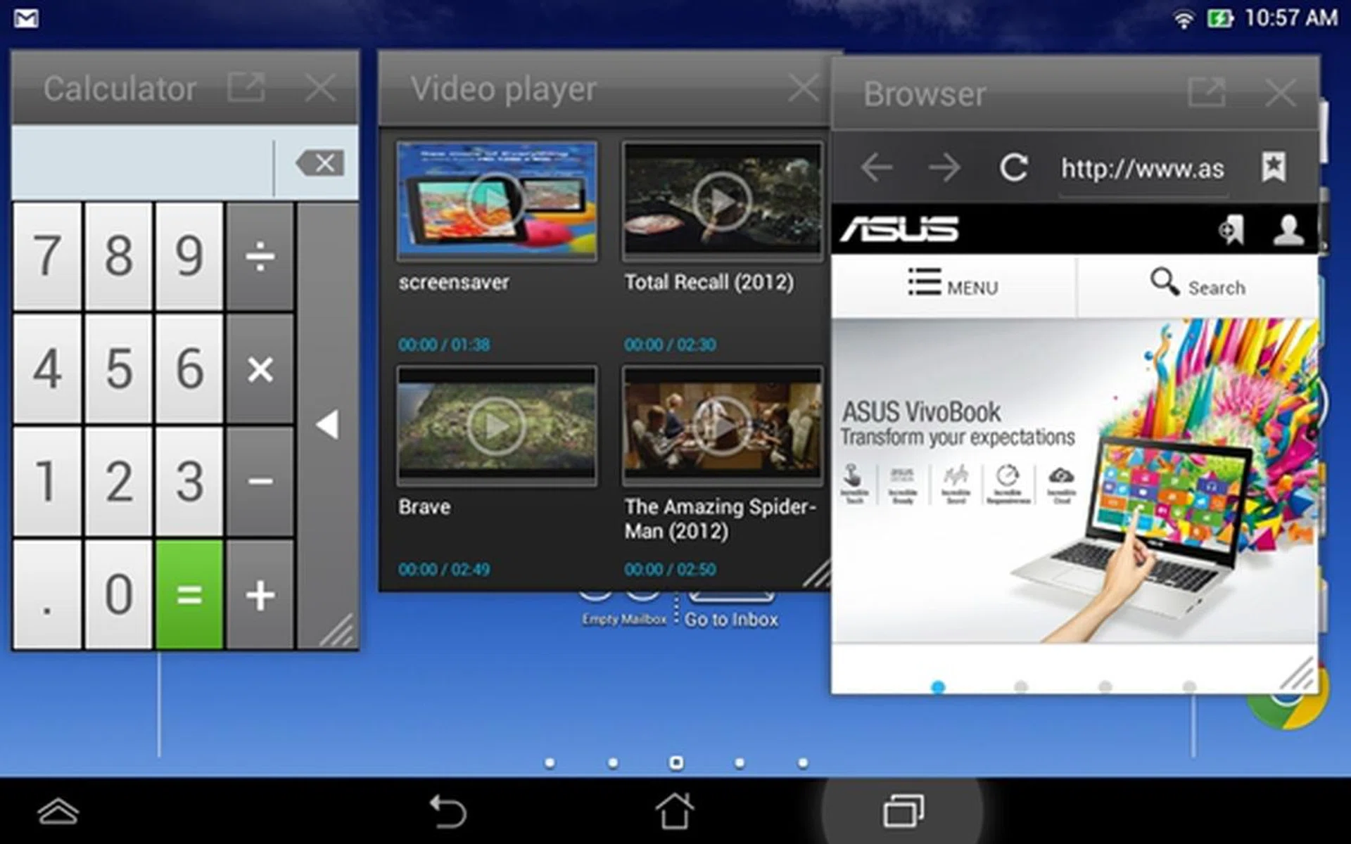 To access floating apps on the MeMO Pad HD 7, tap on the arrow icon on the left side of the navigation bar.