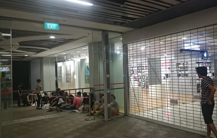 The queue outside Nubox, Causeway Point at about 11PM last night.