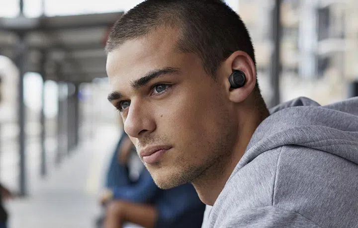 JBL LIVE 300TWS (male model not included).