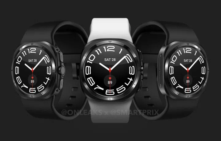 The Samsung Galaxy Watch7 Ultra has a more squarish design. (Image source: @OnLeaks x @SmartPrix