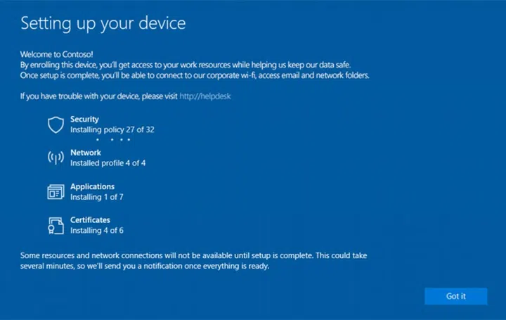 MDM support for Active Directory domain joined devices is coming to the Windows 10 Fall Creators Update. (Image source: Microsoft.)