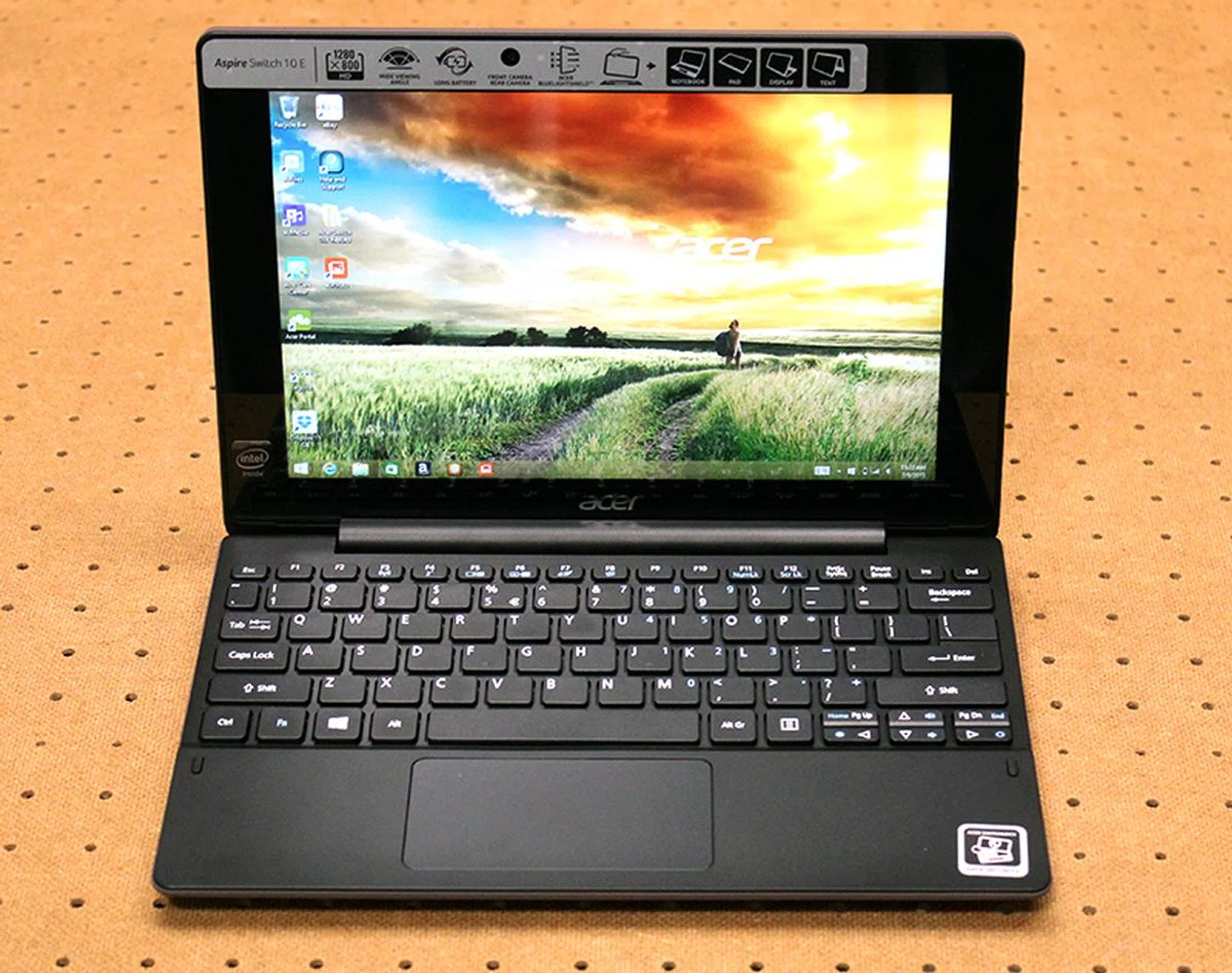 The Acer Switch 10E has a 10.1-inch display that detaches from the keyboard base. It is slightly chunky, but still very portable.