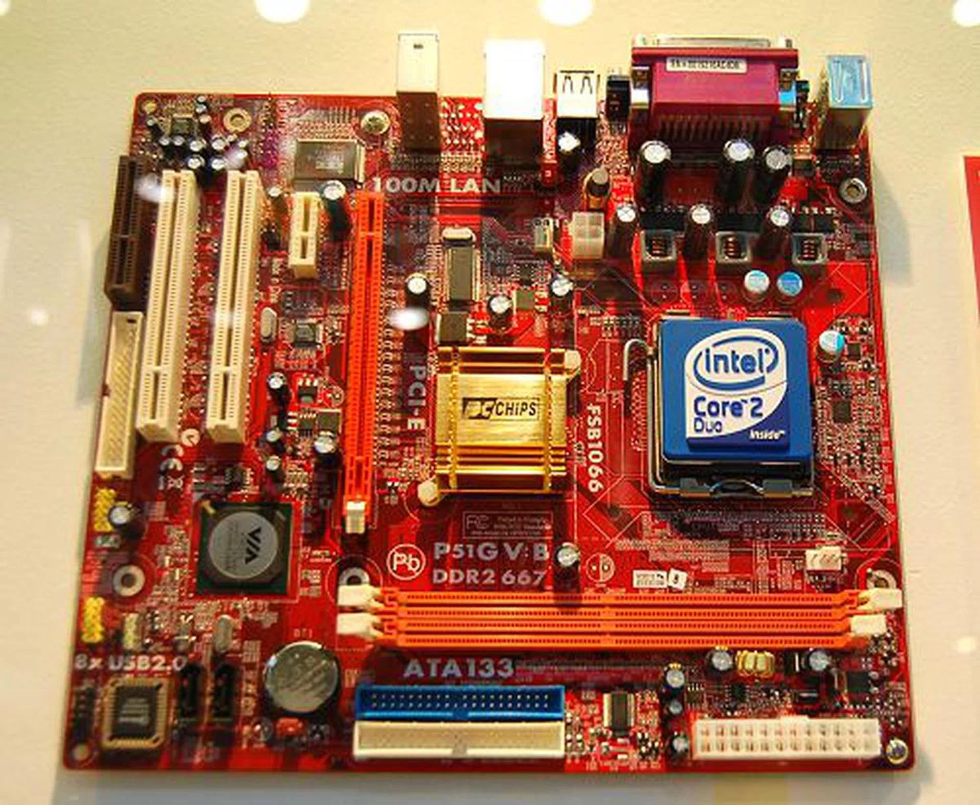  PCCHIPS, an ECS subsidiary, has this low-cost LGA775 motherboard (P51G) to offer based on the VIA P4M900 chipset.  