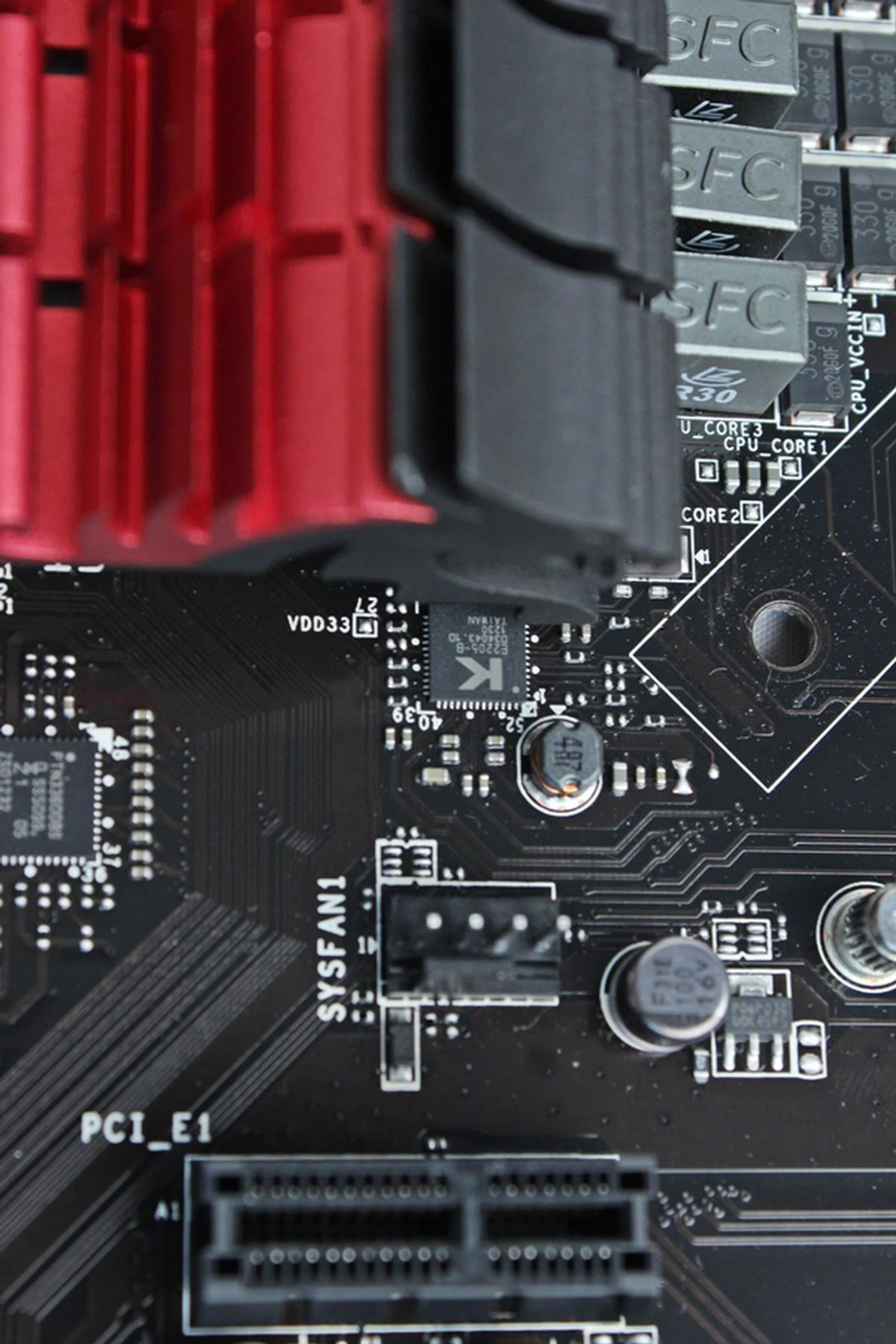 The Qualcomm Atheros Killer E2205 network controller that promises lower latency in online gaming is located below one of the VRM heatsinks and is fairly near to the physical port.