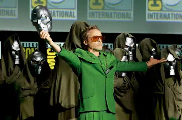 Robert Downey Jr speaks onstage at the Marvel Studios Panel during 2024 Comic-Con International at San Diego Convention Center on July 27. Image: AFP