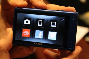 The fresh user interface on Canon's new Wi-Fi compact cameras allows you to upload and share images straight from the camera. Tapping on an icon lets you share to that location, for example tapping on the Facebook icon lets you share to your social network.