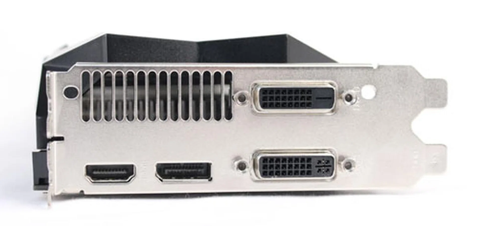 Once again, port layout is the same as the reference card with one DVI-I port, one DVI-D port, one HDMI port, and one DisplayPort port. As expected, it is powered by two 6-pin PCIe Molex connectors. Dimensions are 256 x 130 x 47mm - a little fatter than the both ASUS and Gigabyte. Be sure you've more expansion card slots free to take in this card and have adequate air flow clearance.