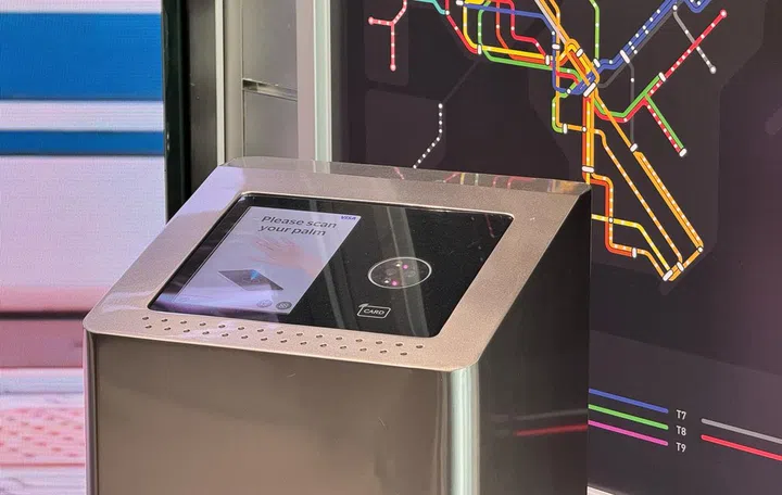 Pay-by-palm terminal at Visa's Singapore Innovation Centre.