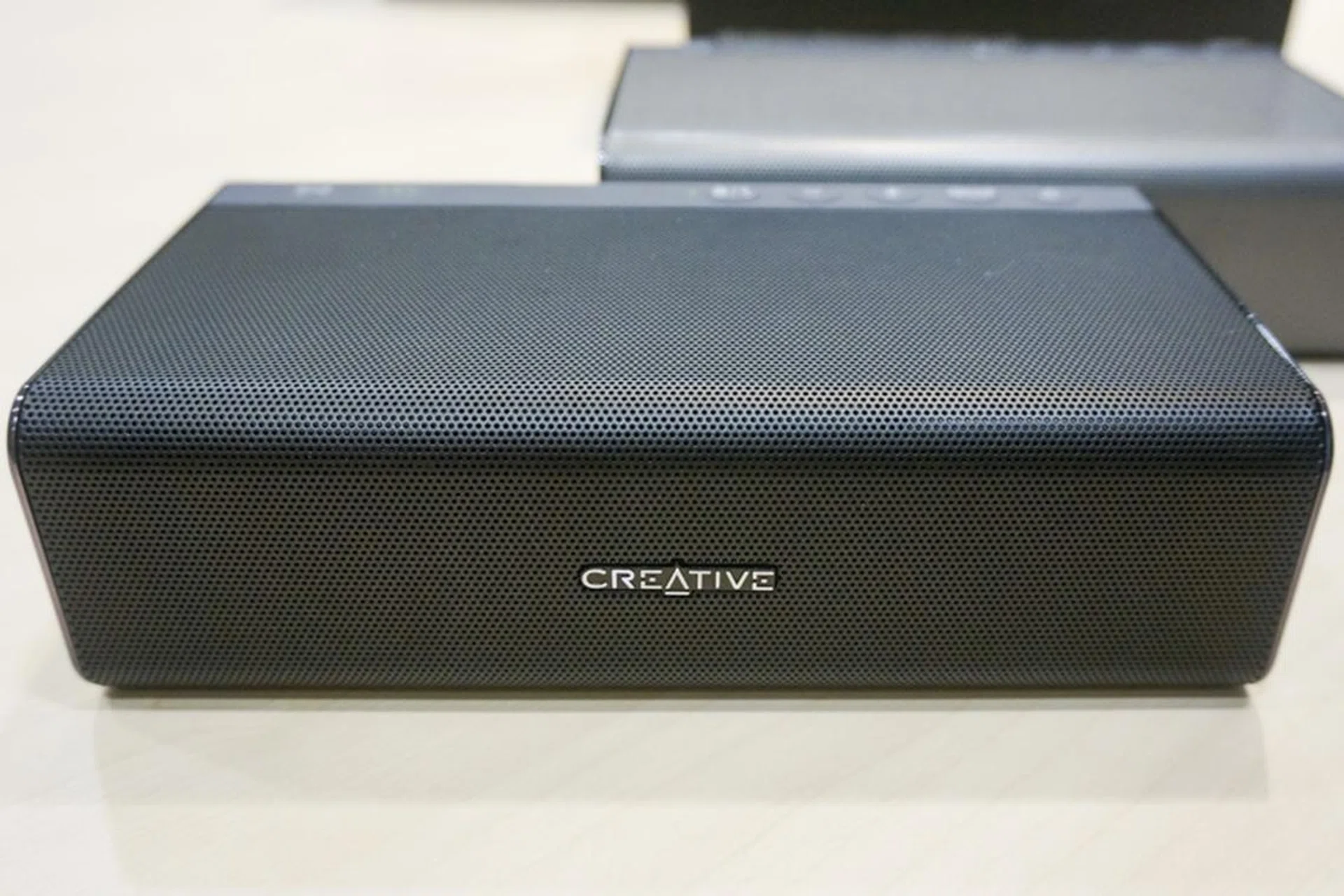 The new Roar Pro in front of a Classic Sound Blaster Roar .