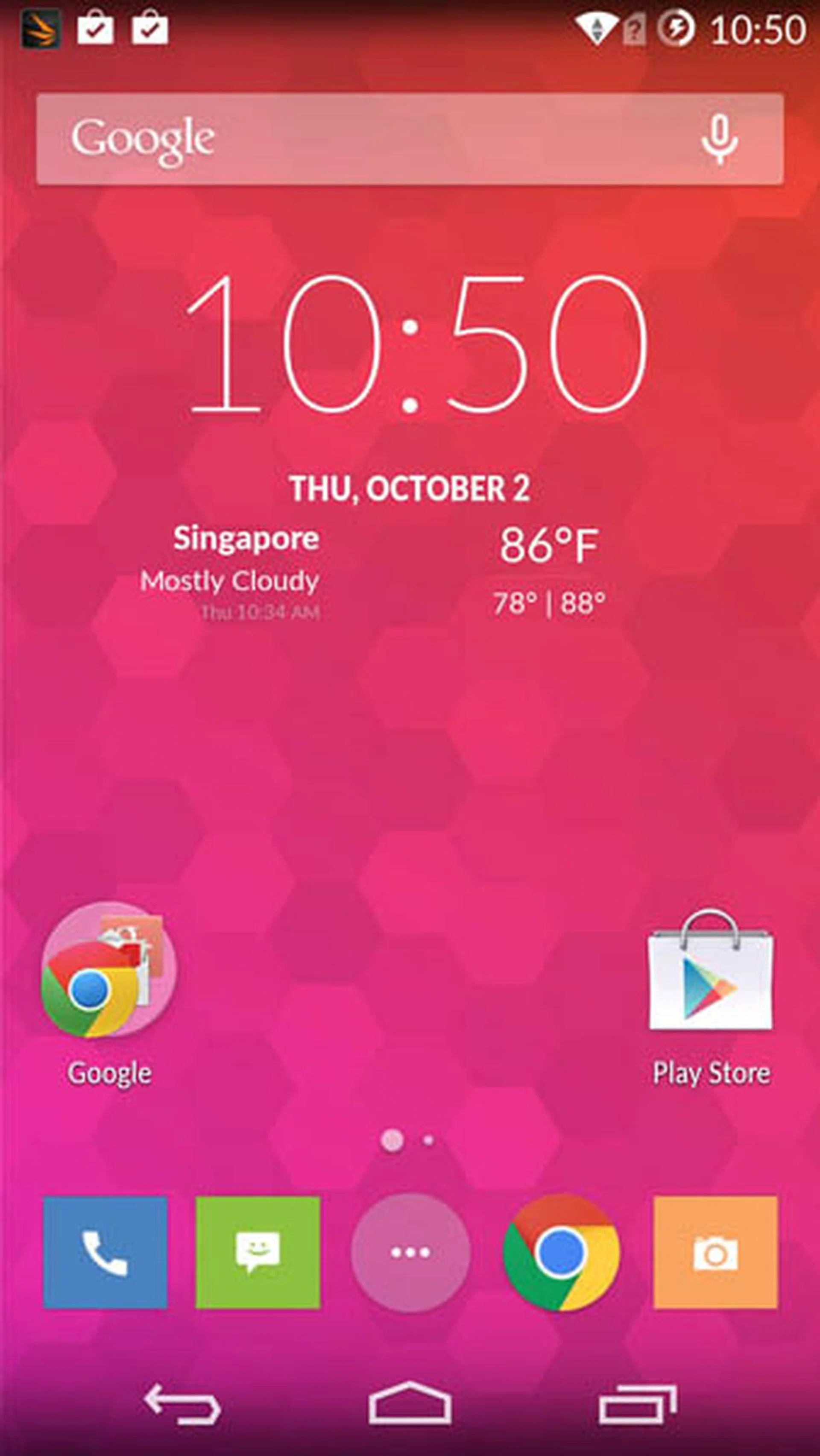 Clean, stock Android interface