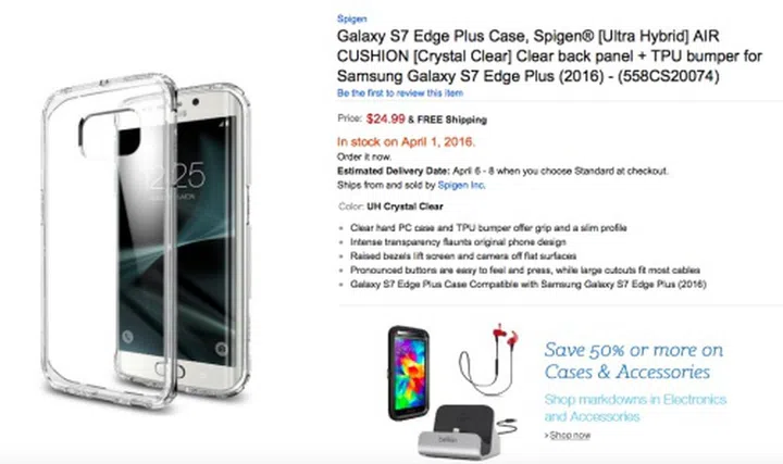 The Spigen case for the Samsung Galaxy S7 Edge Plus. <br> Image source: Amazon
