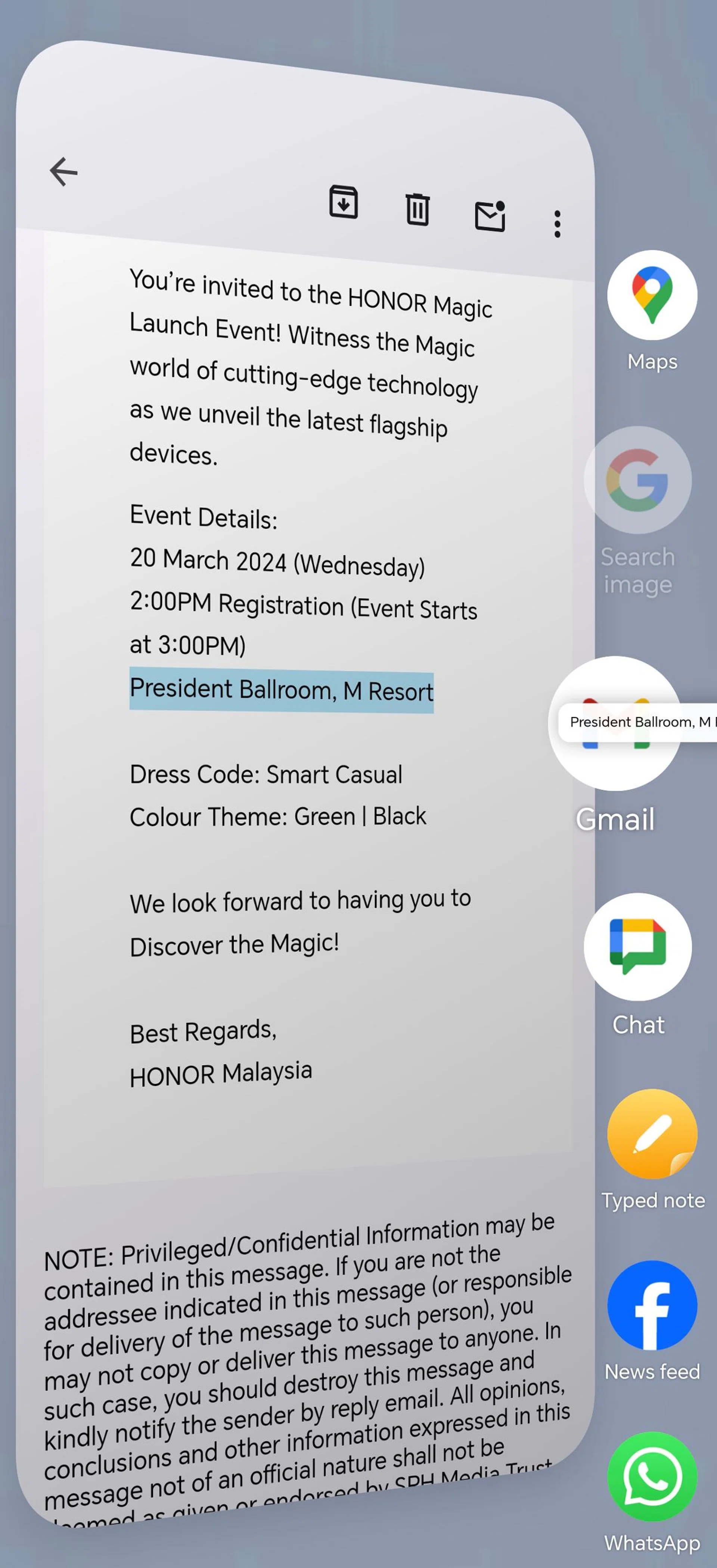 Hold down and drag it to the side for Magic Portal app shortcuts to show up.