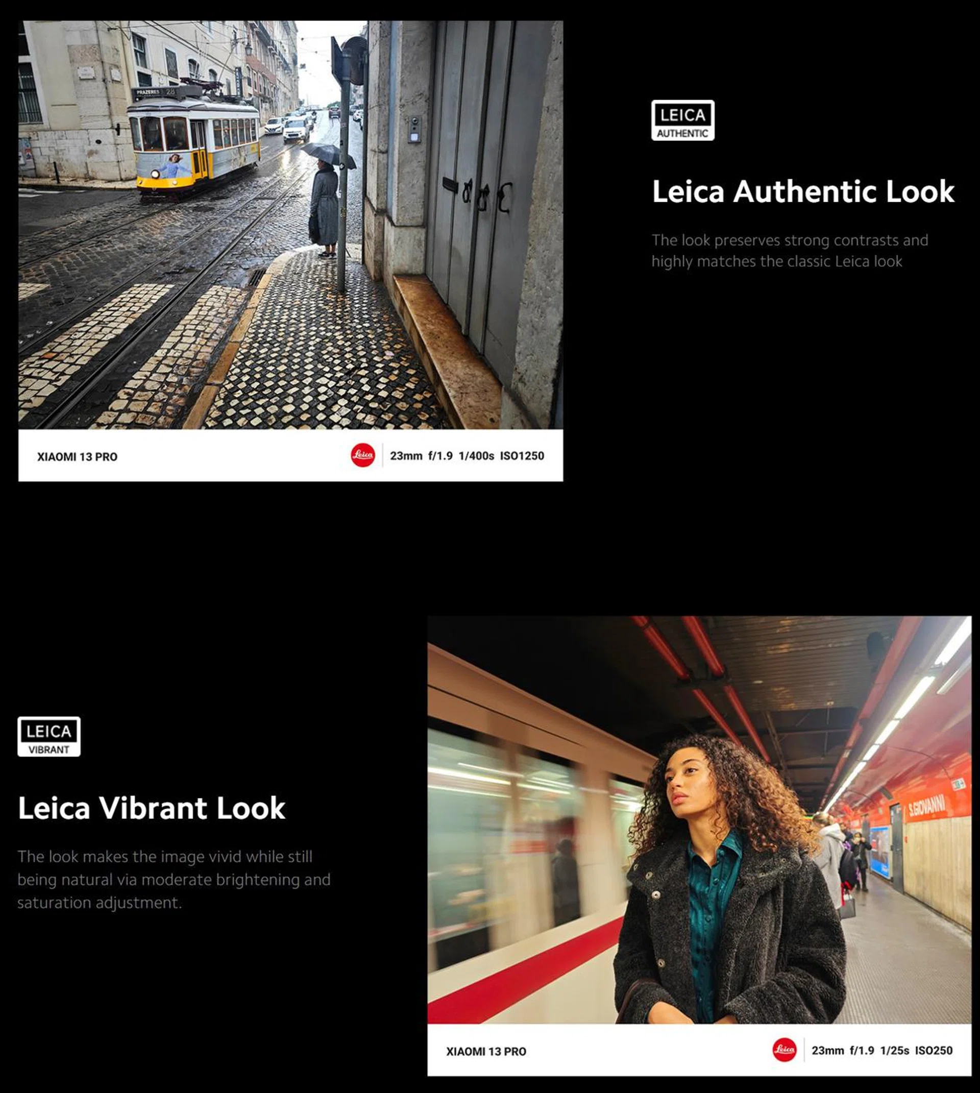 The two Leica Photographic Styles and what they offer via the rear cameras of Xiaomi 13 Pro.