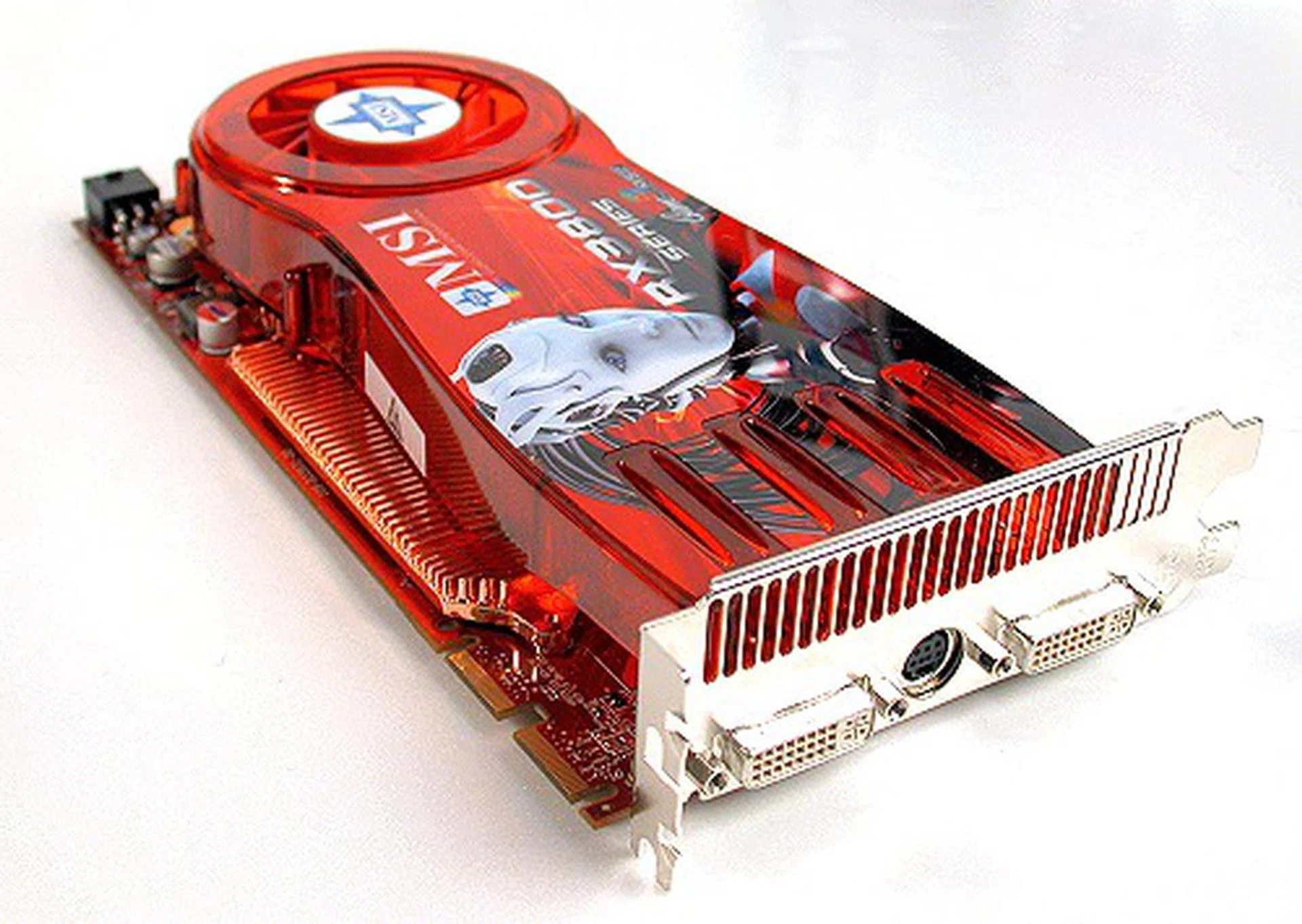 Note the dual-slot configuration like all high-end graphics cards. It's good in a sense that the card expels the heat out of the system and not circulated within the system. Two dual-link DVI outputs are on the rear faceplate and they are HDMI-HDCP compliant. Remember, the Radeon HD 3870 has UVD integrated within the GPU and even an multi-channel audio controller, so it doesn't require a pass-through S/PDIF cables for a full A/V HDMI connection. MSI bundles one DVI-to-HDMI converter in the package to facilitate this.