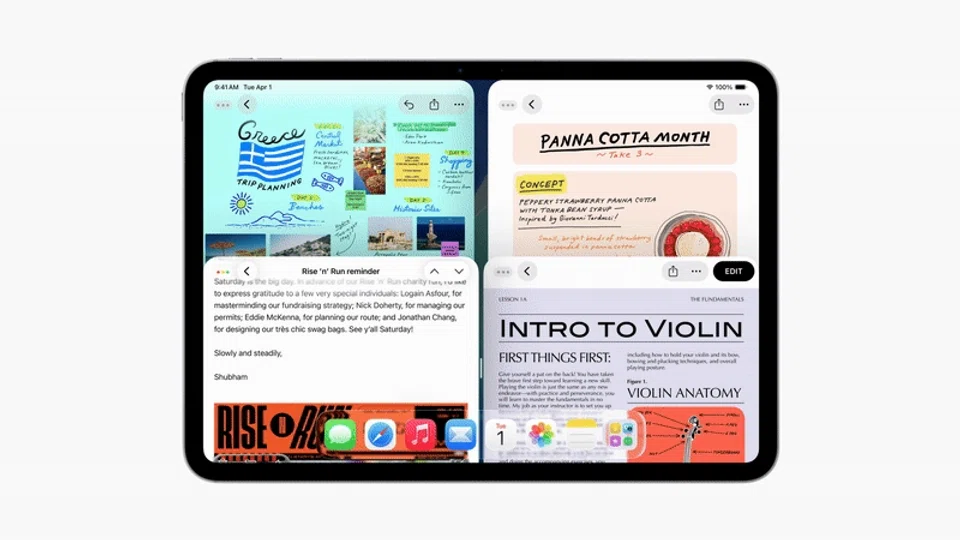 iPadOS 26's new windowing system in action. Photo: Apple
