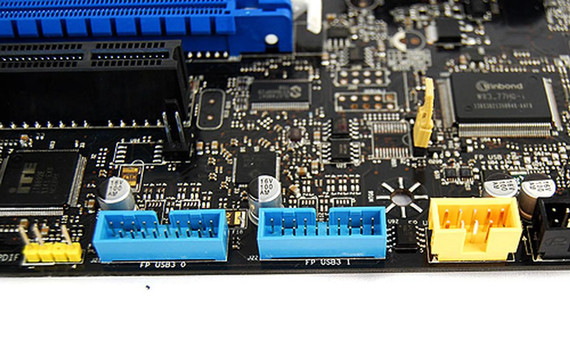 Apart from the four USB 3.0 ports at the rear, another four more can be enabled via these two headers.