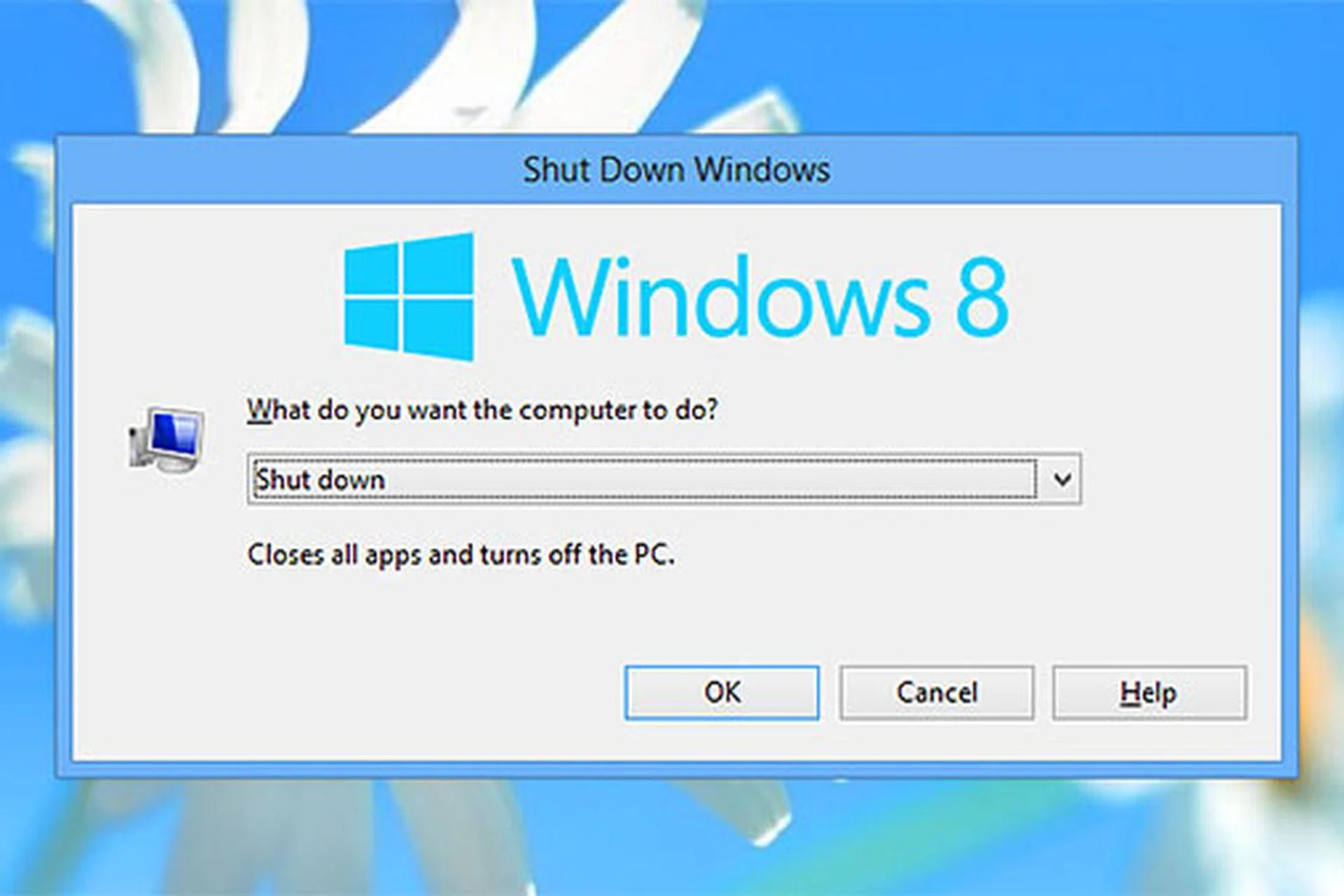 On the desktop, hit Alt + F4 to get this shut down menu.