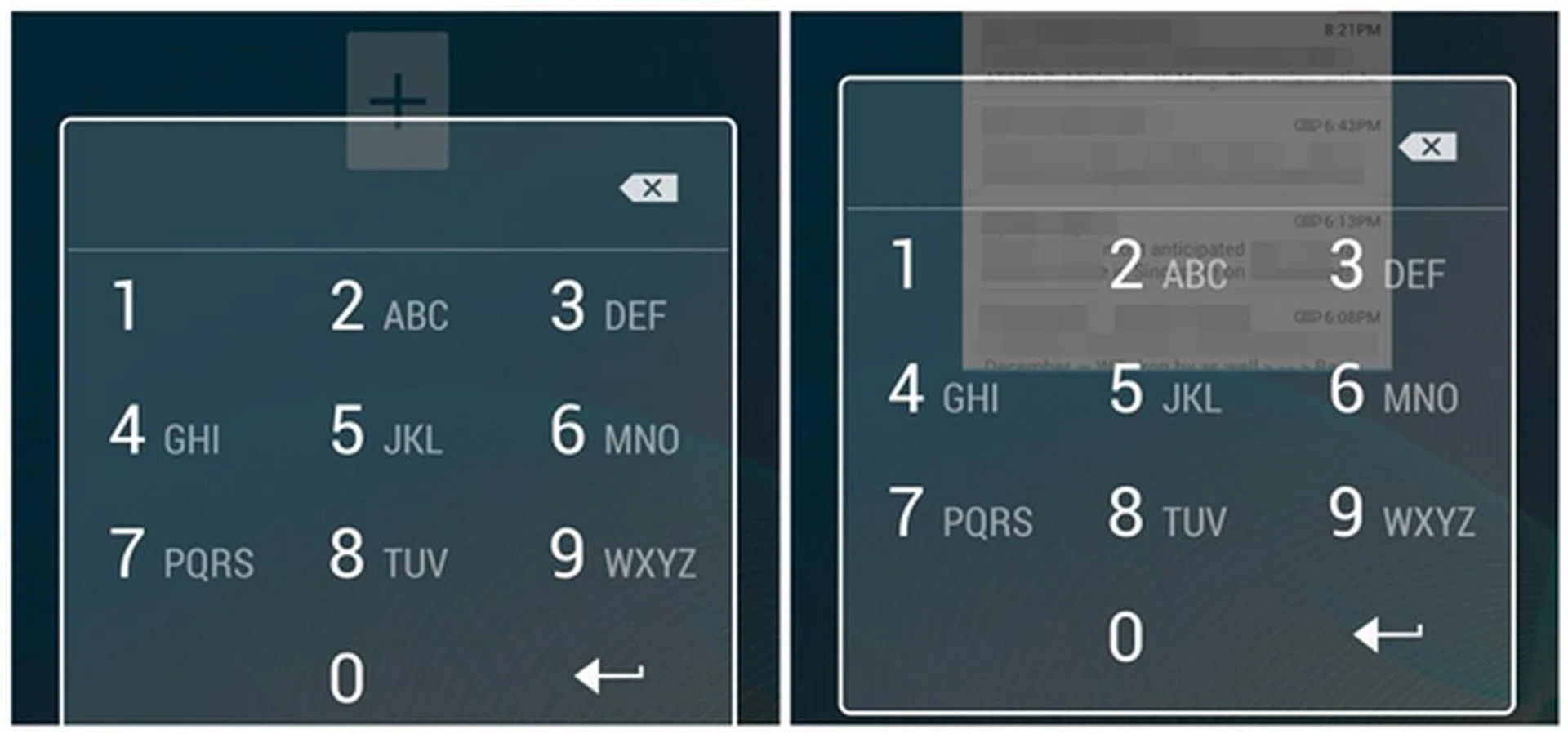 Left: Setting up a screen lock mechanism will prevent unauthorized attempts to add widgets. <br>
Right: If someone is trying to access your Gmail, the phone will prompt for authentication.