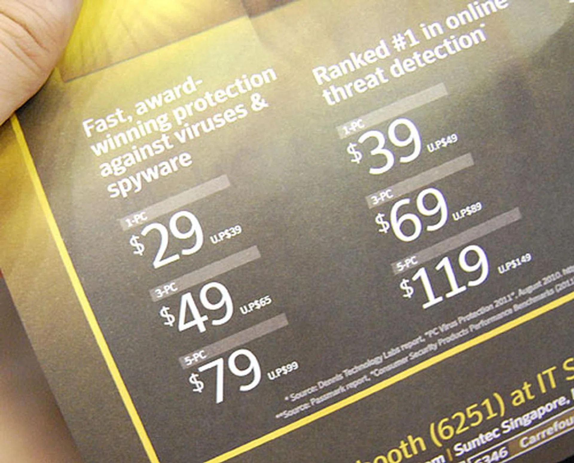 Prices for the Antivirus 2011 and the Internet Security 2011 packages. 