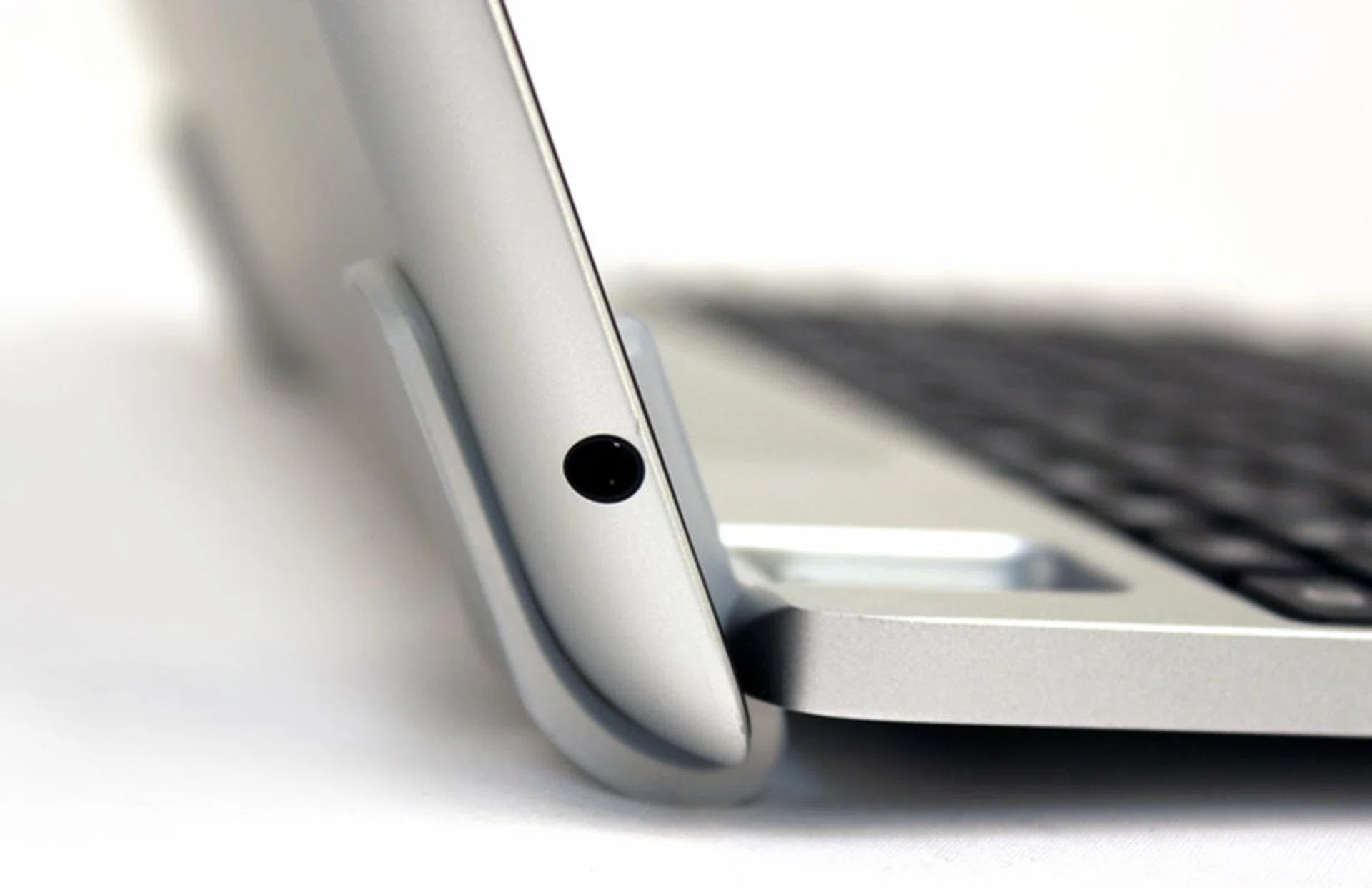 The clever hinge design elevates the keyboard, providing a more comfortable typing angle.