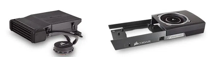 The Bulldog is designed to work with the H5SF CPU cooler (left) and Corsair's HG10 GPU bracket. (Image Source: Corsair)