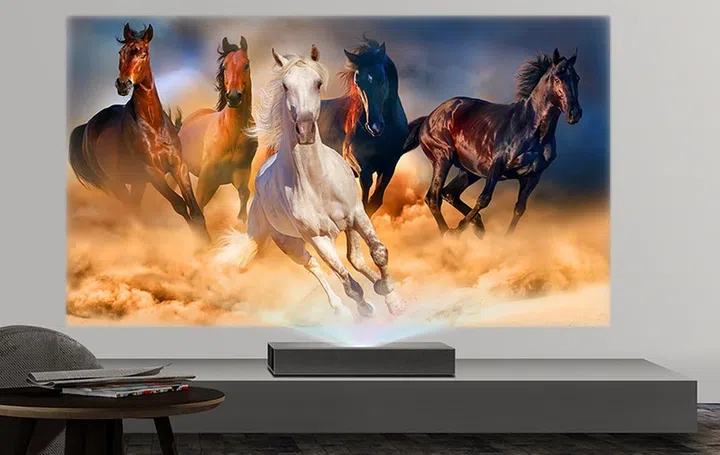 The LG CineBeam HU85L is an ultra-short throw 4K laser projector. (Image: LG.)