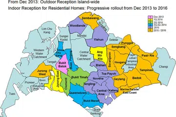 Mediacorp's digital TV broadcast rollout map as of May 2014. (Image source: Mediacorp.)
