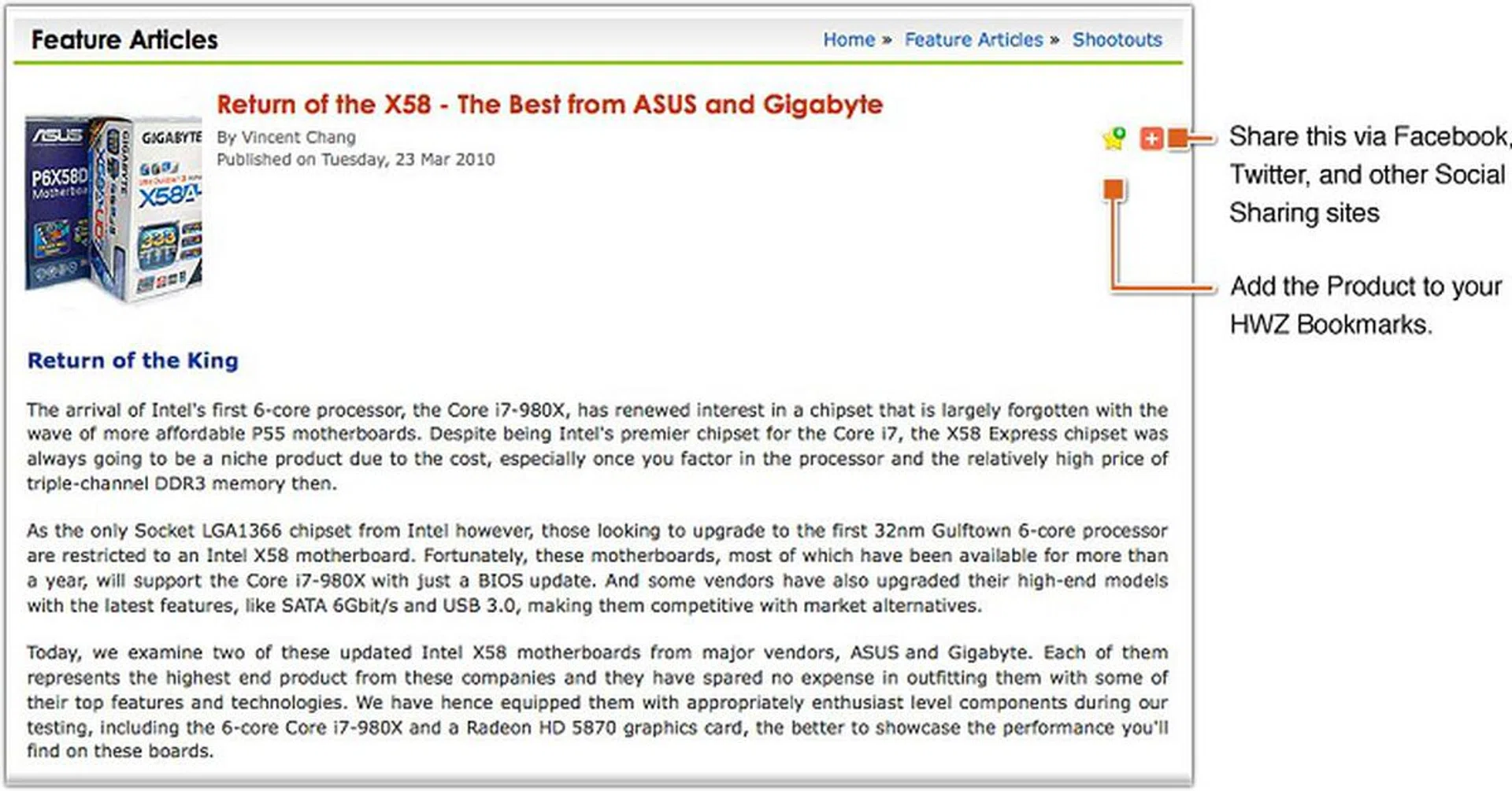 Here's a sample feature article. Share and Bookmark features seem to be retained for convenience.