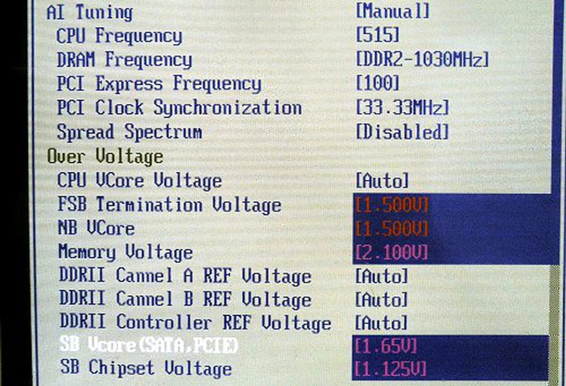 Our final overclock settings.