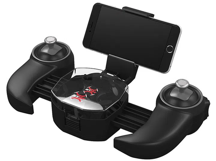 The drone actually fits within the controller itself, so you only have one to bring out. 