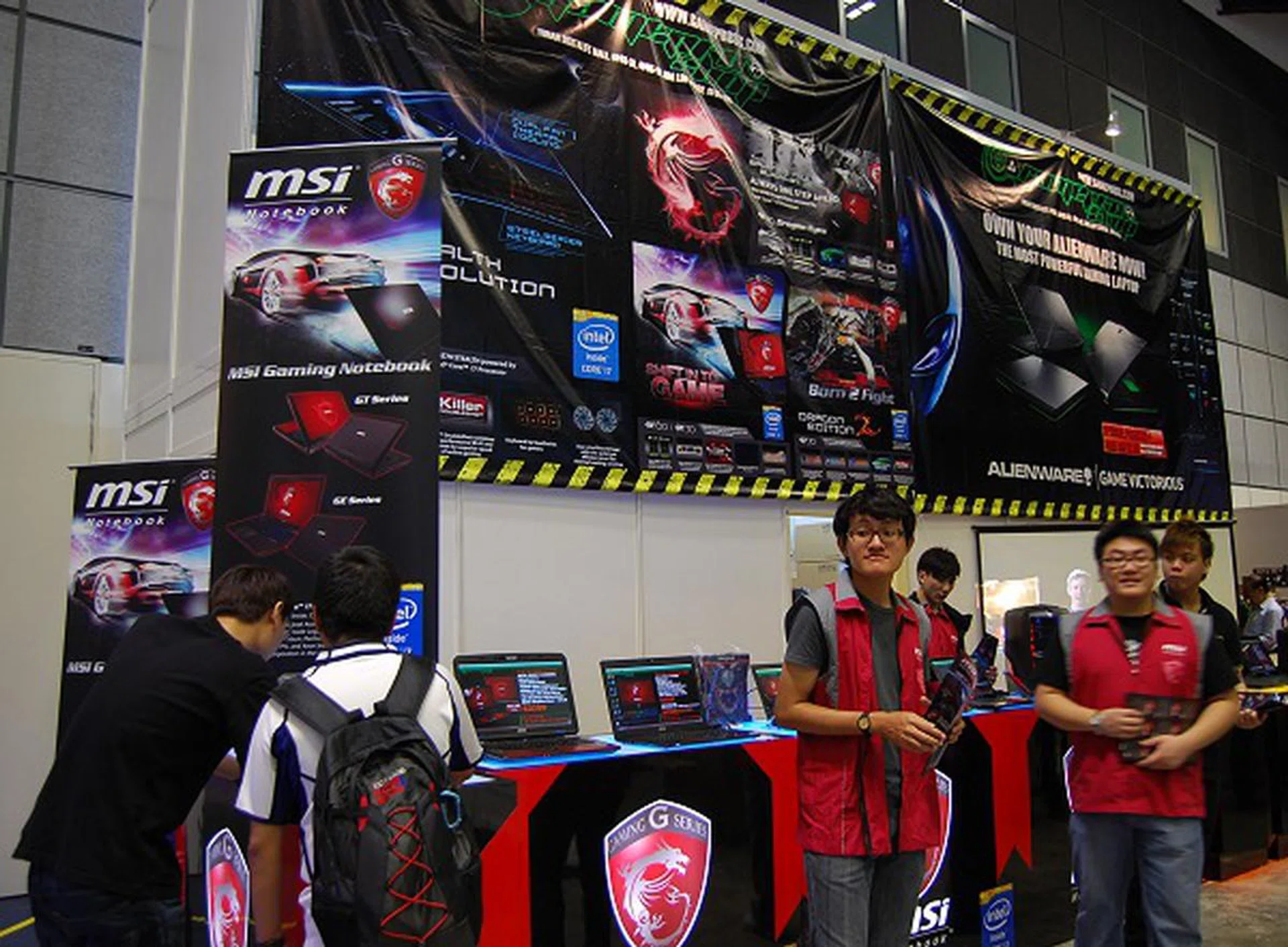 MSI's gaming notebook corner at the show is tucked away neatly at the left edge of hall under the Pro Concepts retailer.
