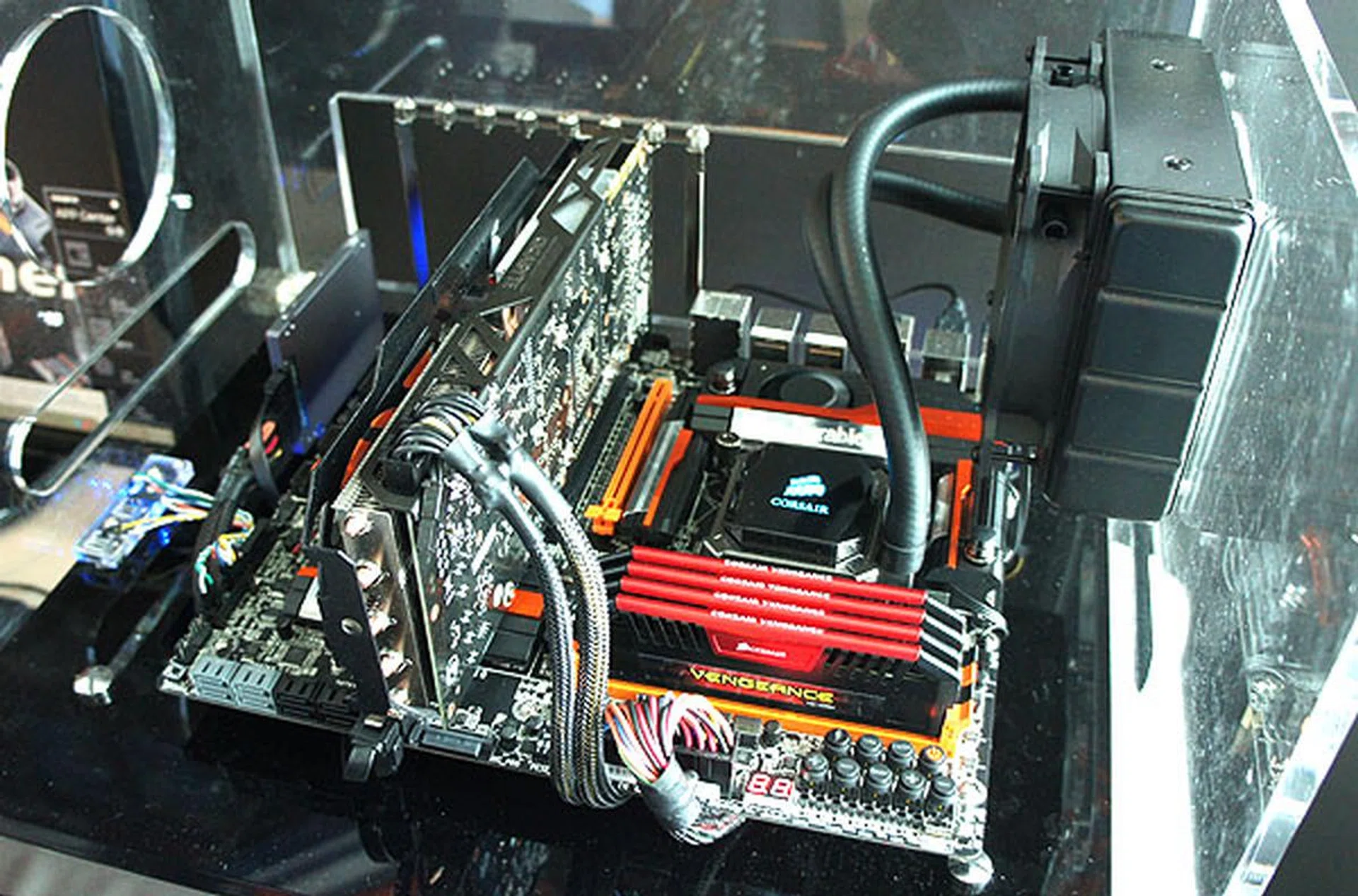 The new flagship overclocking motherboard, the Z87X-OC Force, at work.