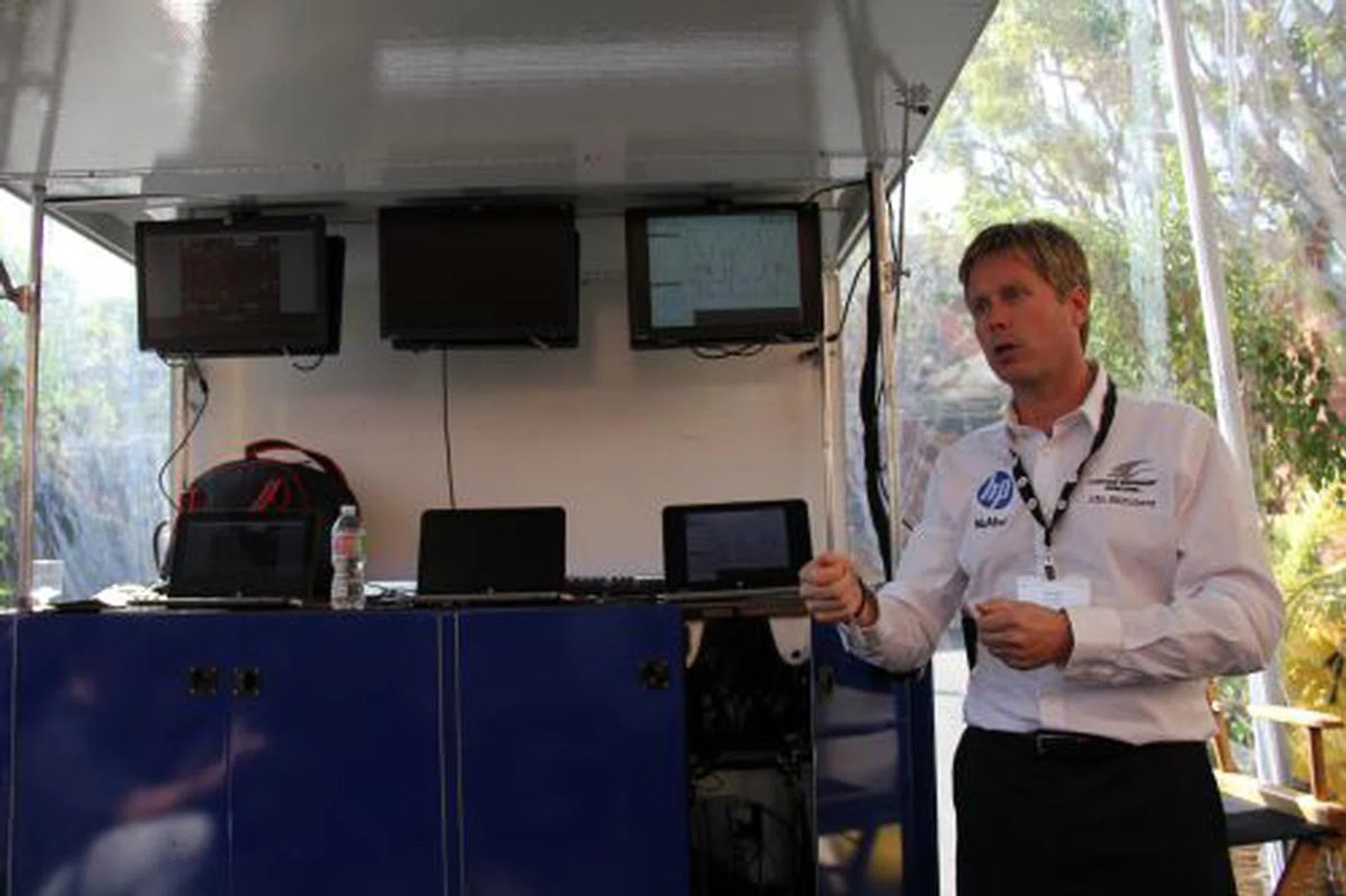 For those not familiar with the IndyCar Series races in the United States, pictured here is Davey Hamilton, who will pilot a HP Luczo Dragon car for three races this season.