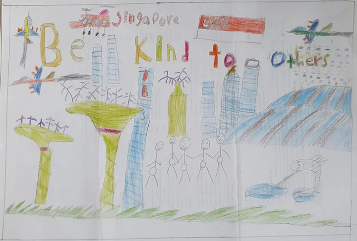 A poster design challenge that my son had to submit as part of the English subject where students learned the value of being kind through a story of an ungrateful giant. So that's art practice and comprehension all rolled into one topic module.